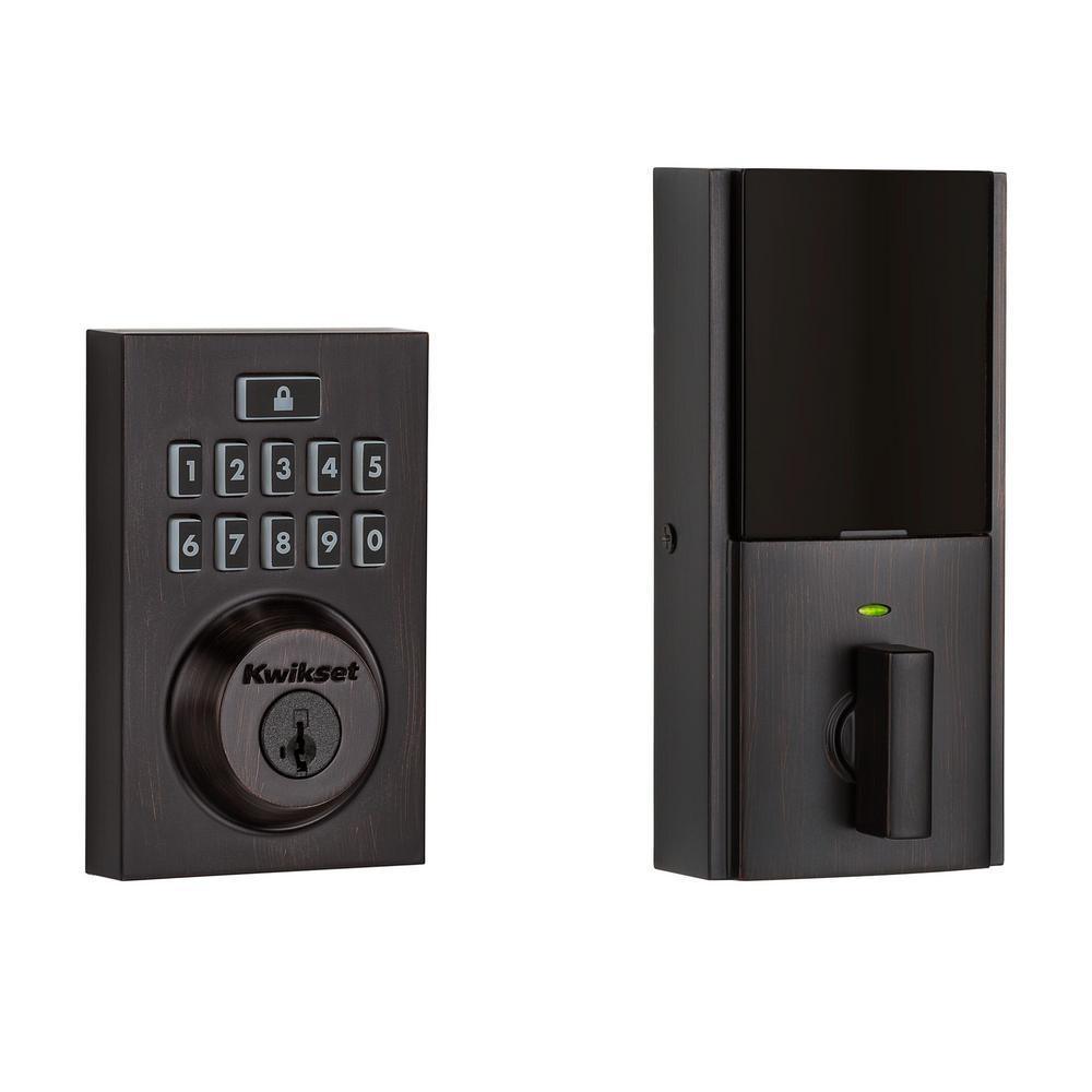 SmartCode 913 Contemporary Venetian Bronze Electronic Deadbolt with San Clemente Handleset and Halifax Interior Lever - Super Arbor