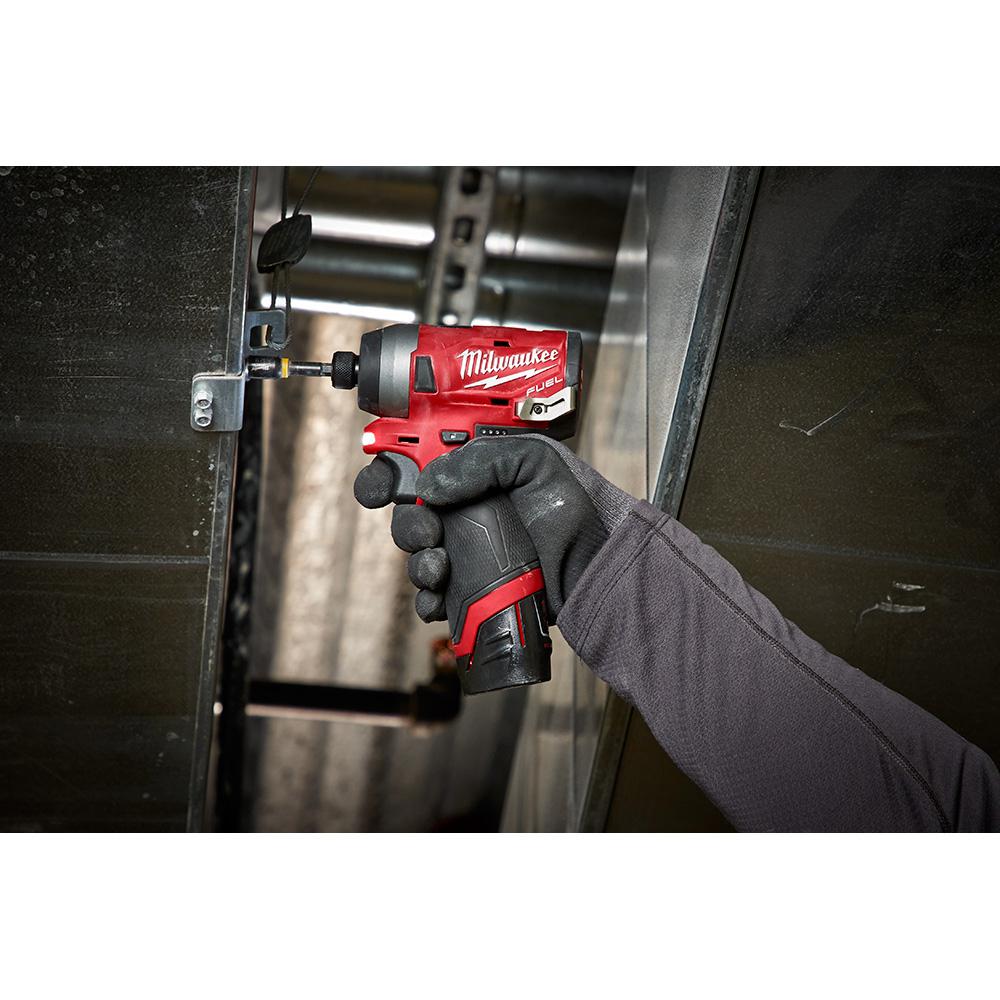 M12 FUEL 12-Volt Lithium-Ion Brushless Cordless 1/4 in. Hex Impact Driver Kit with Free M12 LED Flood Light