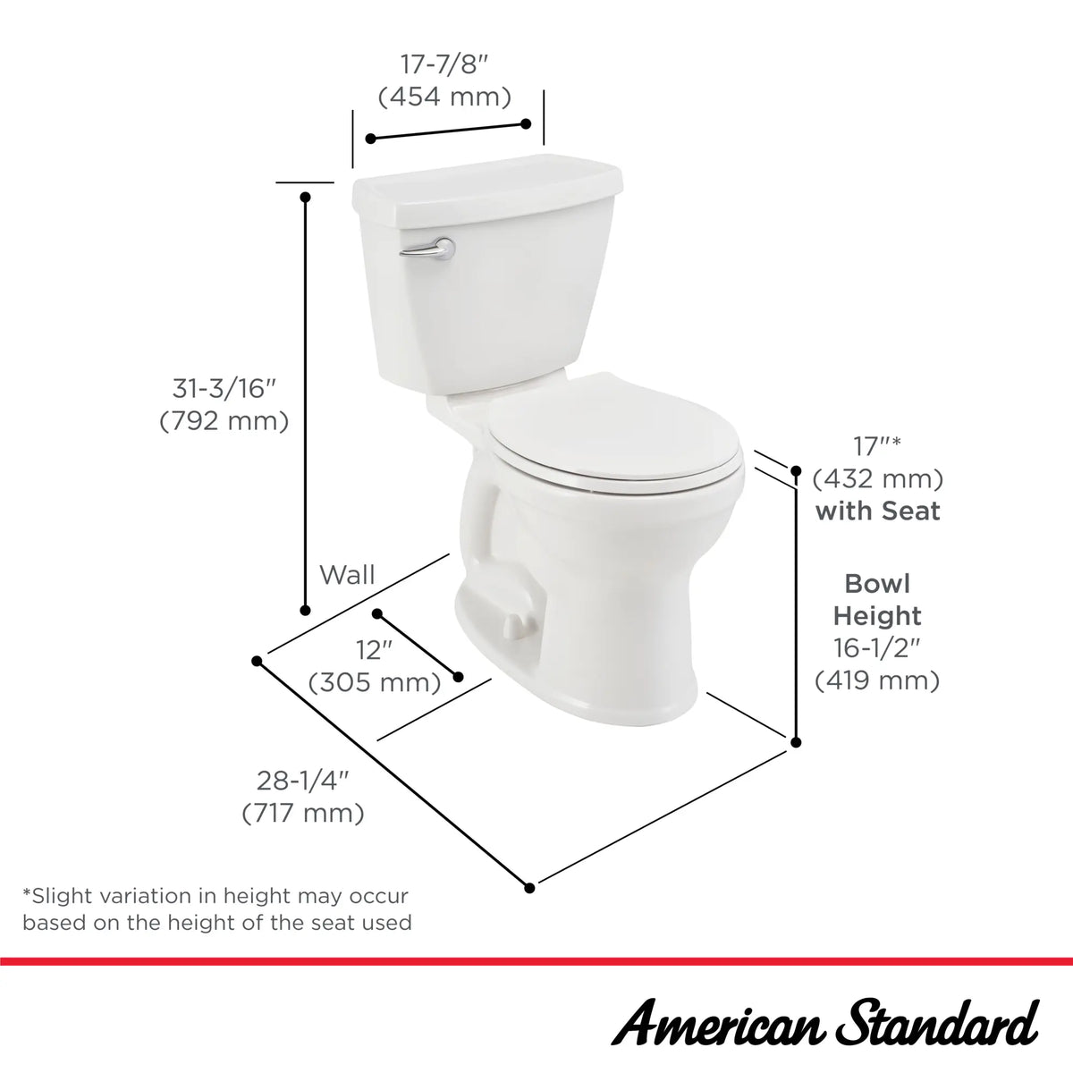 American Standard Champion White Round Chair Height 2-piece Toilet, 12-in Rough-In
