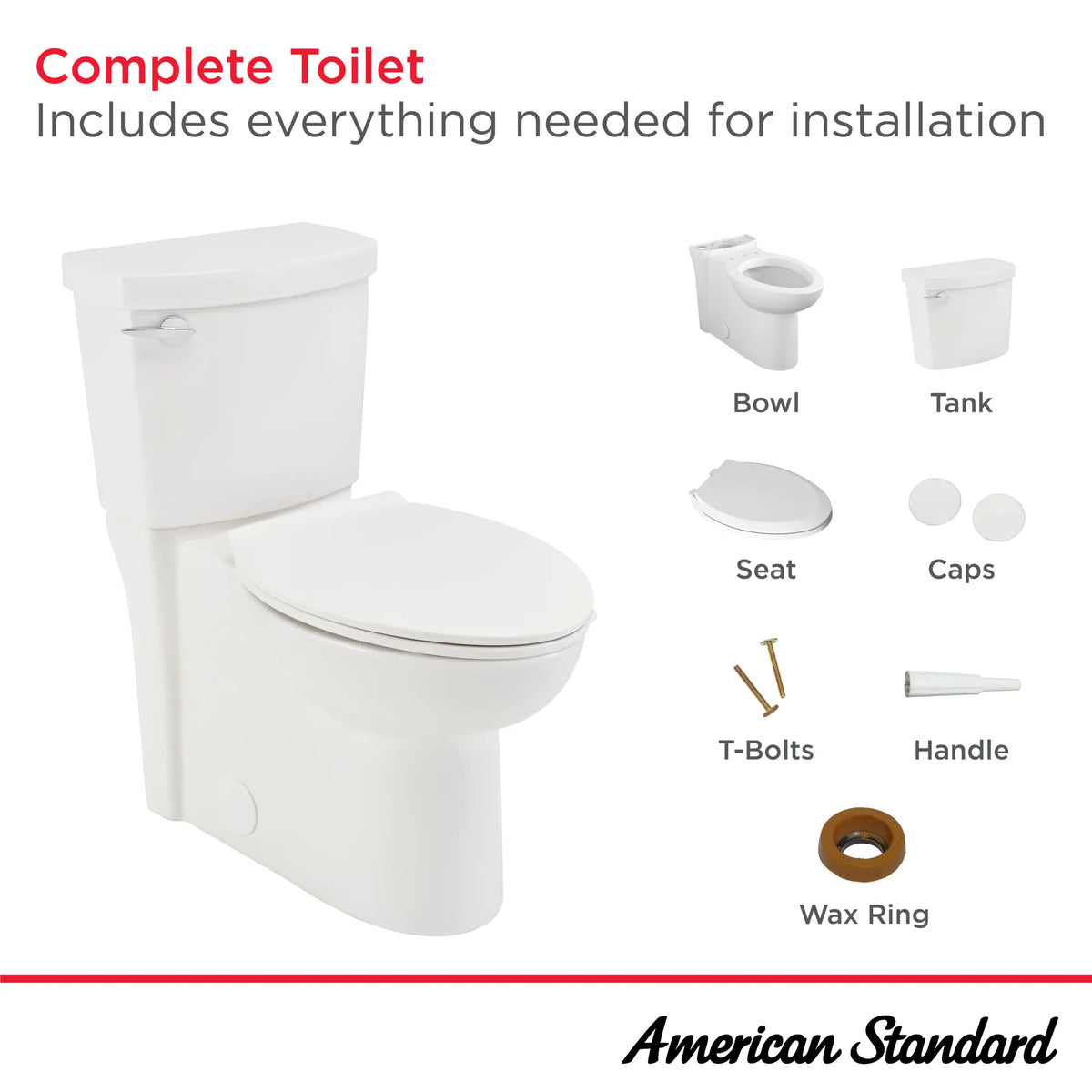 American Standard Clean White WaterSense Elongated Chair Height 2-Piece Toilet, 12-in Rough-In (ADA Compliant)