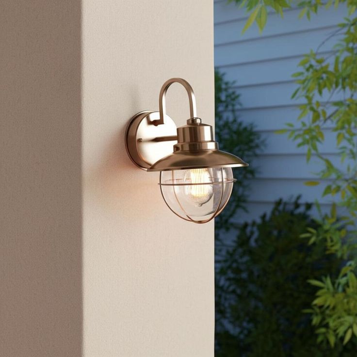 Hampton Bay 1-Light Brushed Nickel Outdoor Cottage Wall Lantern Sconce