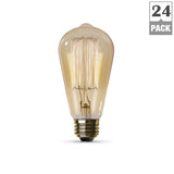 Feit Electric 60-Watt ST19 Dimmable Incandescent Amber Glass Vintage Edison Light Bulb with Cage Filament Soft White (24-Pack)