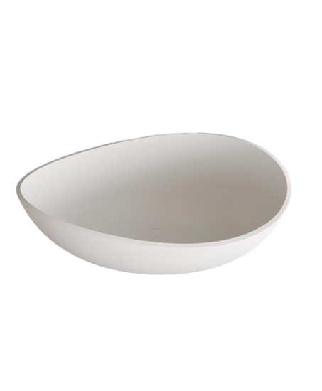 Moray 63 in. x 37 in. Solid Surface Stone Resin Flatbottom Freestanding Double Slipper Soaking Bathtub in Matte White