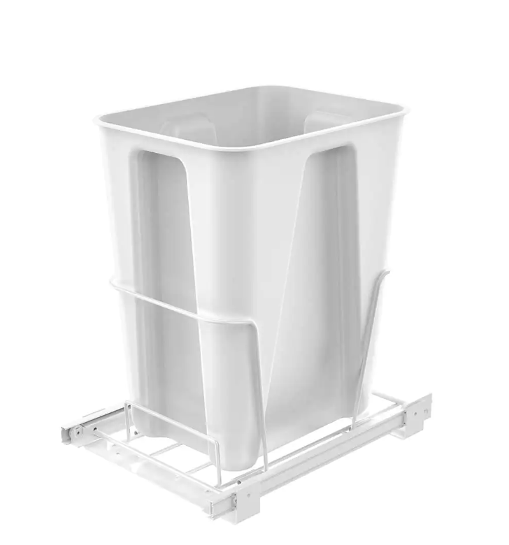 6 Gal. White Pull-Out Trash Can