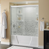 Crestfield 60 in. x 58-1/8 in. Traditional Semi-Frameless Sliding Bathtub Door in Bronze and 1/4 in. (6mm) Niebla Glass - Super Arbor