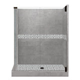 Del Mar Grand Hinged 36 in. x 42 in. x 80 in. Right-Hand Corner Shower Kit in Natural Buff and Chrome Hardware - Super Arbor