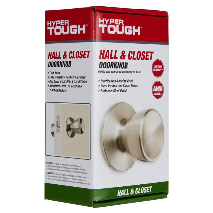 Hyper Tough Interior Non-Locking Tulip Style Passage Doorknob, Stainless Steel