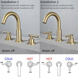 8 in. Widespread 2-Handle Mid-Arc Bathroom Faucet with Valve and cUPC Water Supply Lines in Brushed Gold - Super Arbor