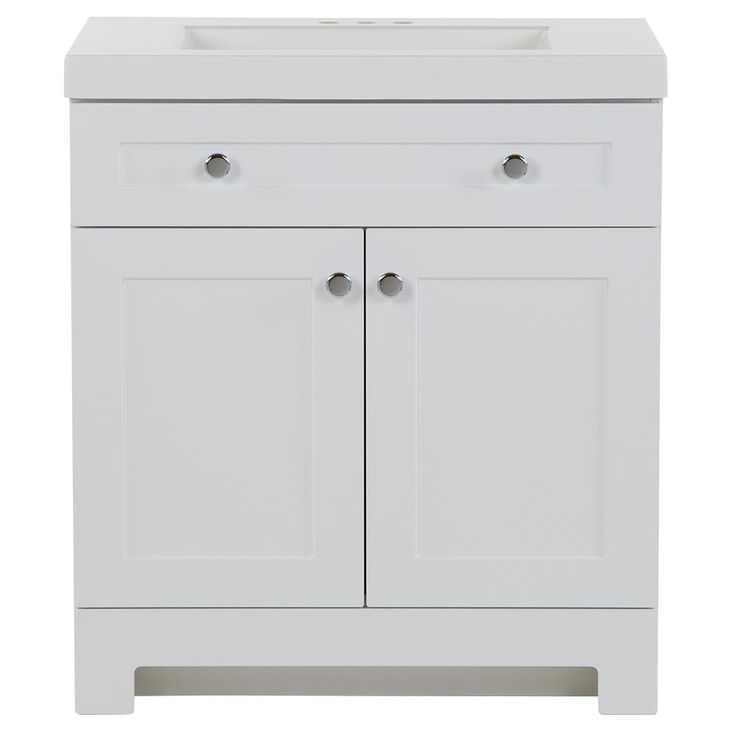 Everdean 30.5 in. W x 19 in. D x 34 in. H Bath Vanity in White with Cultured Marble Vanity Top in White with White Sink