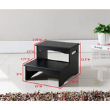 2-Step Black Wood Bedroom Step Stool - Super Arbor