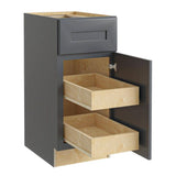 Home Decorators Collection Newport 18 in. W x 24 in. D x 34.5 in. H Assembled Plywood Base Kitchen Cabinet in Deep Onyx with 2ROT Soft Close RH