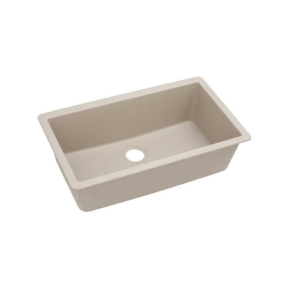 Quartz Classic Undermount Composite 33 in. Single Bowl Kitchen Sink in Black - Super Arbor