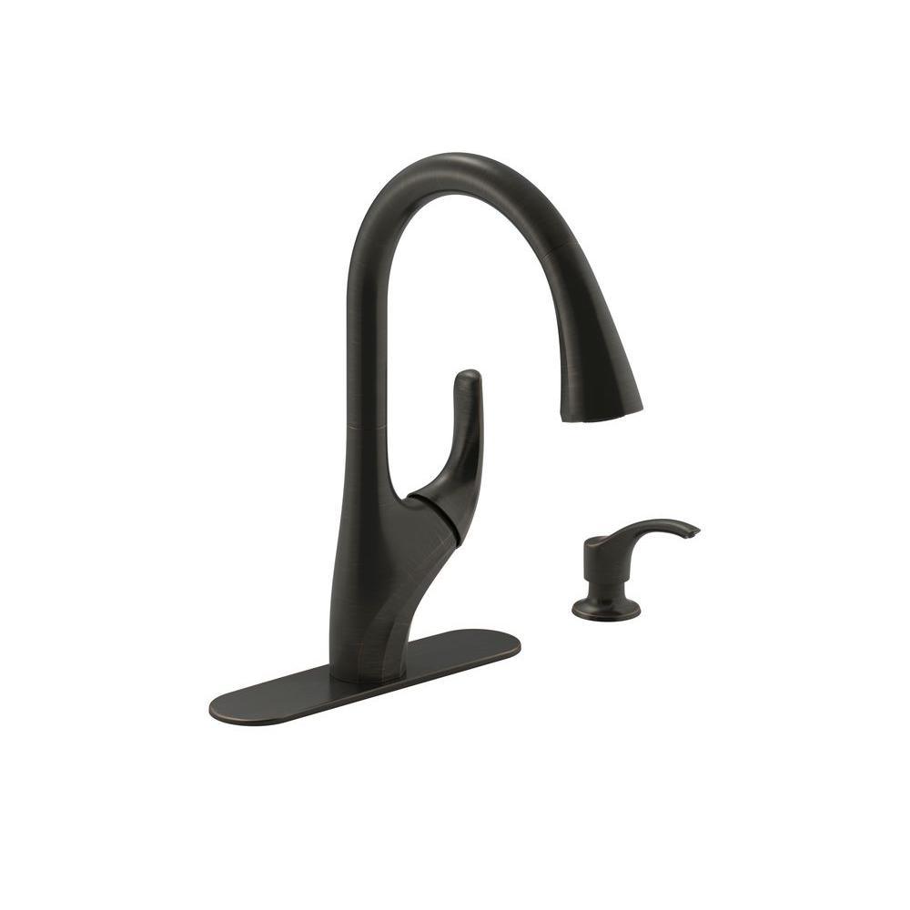 Trielle Single-Handle Pull-Down Sprayer Kitchen Faucet in Chrome - Super Arbor