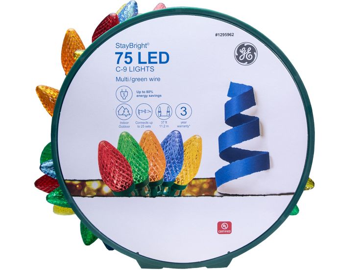 GE StayBright 75-Count 37-ft Multicolor LED Plug-In Christmas String Lights