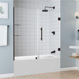 Belmore GS 59.25 in. to 60.25 in. x 60 in. Frameless Hinged Tub Door with Glass Shelves in Matte Black - Super Arbor