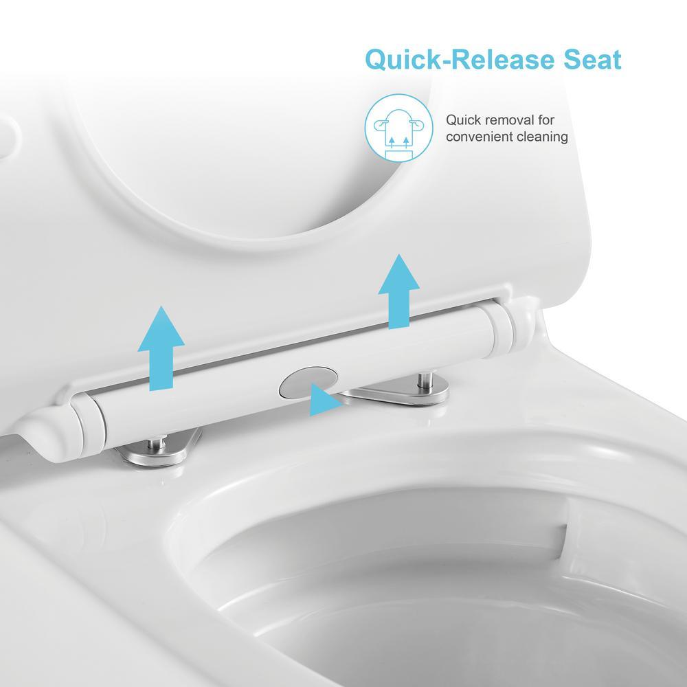1-Piece 1.28 GPF High Efficiency Single-Flush Elongated Skirted Toilet All-in-One Toilet in White Seat Included - Super Arbor