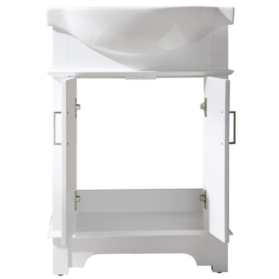 ANZZI Montburn 24-in Rich Black Single Sink Bathroom Vanity with White Ceramic Top (Mirror Included) - Super Arbor