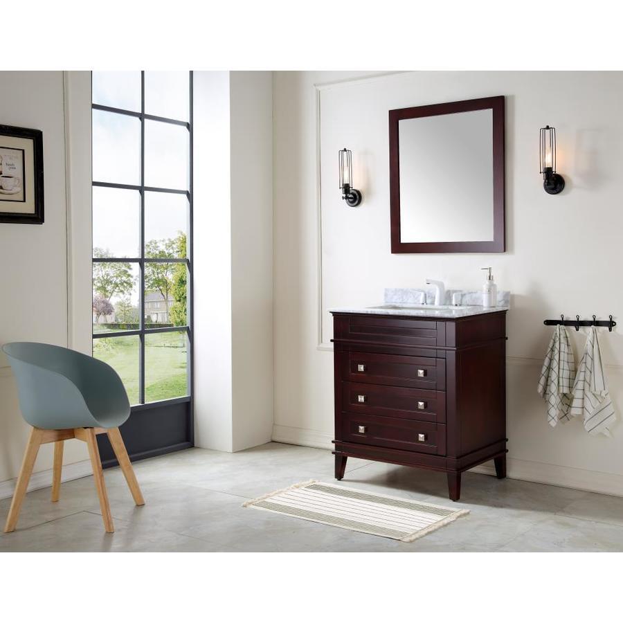 ANZZI Wineck Series 30-in Gray Single Sink Bathroom Vanity with Carrara White Natural Marble Top (Mirror Included) - Super Arbor