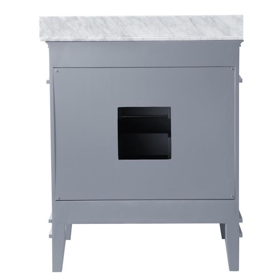 ANZZI Wineck Series 36-in White Single Sink Bathroom Vanity with Carrara White Natural Marble Top (Mirror Included) - Super Arbor