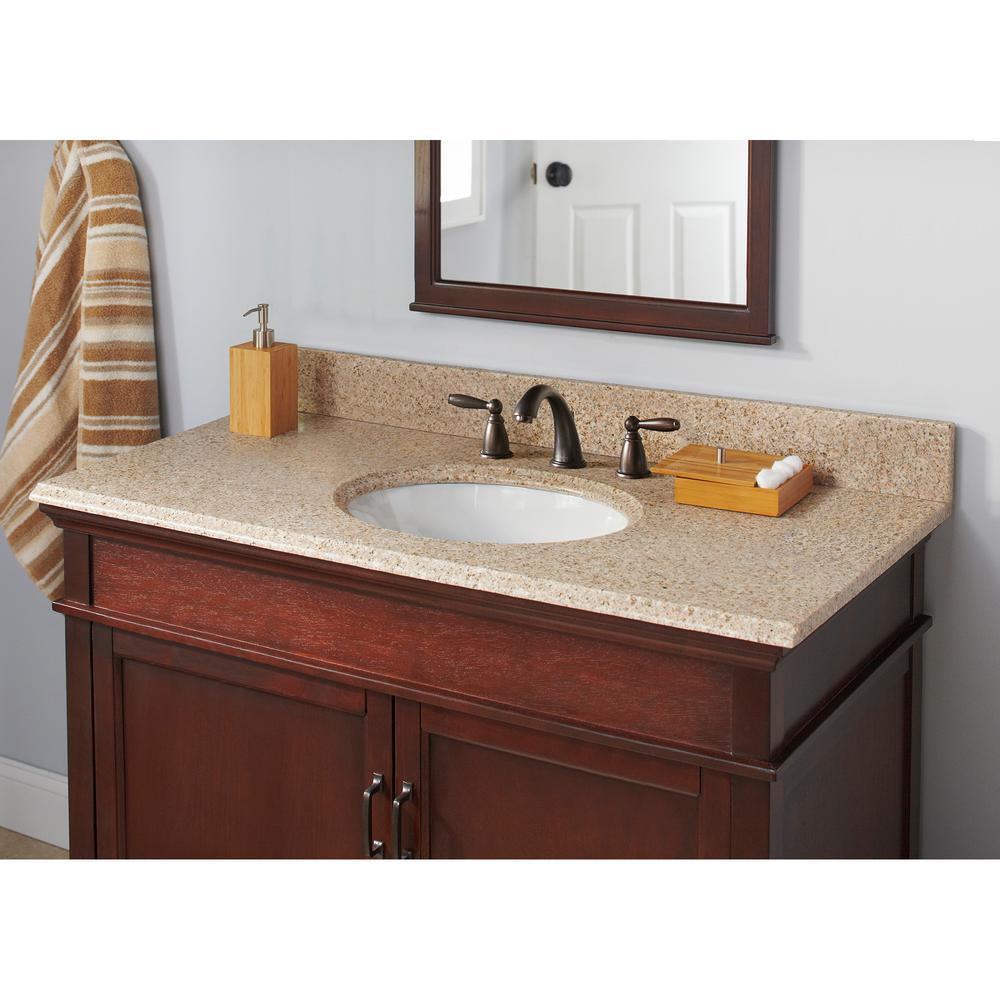 49 in. W Granite Vanity Top in Beige with White Basin - Super Arbor