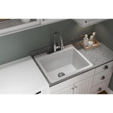 Quartz Classic Perfect Drain Drop-In 25 in. Laundry Sink in White - Super Arbor