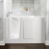 Whirlpool Left-Hand 28 in. x 48 in. Walk-In Bath, Roman Tub Filler, and Cadet 3 FloWise Tall Height Toilet in White - Super Arbor