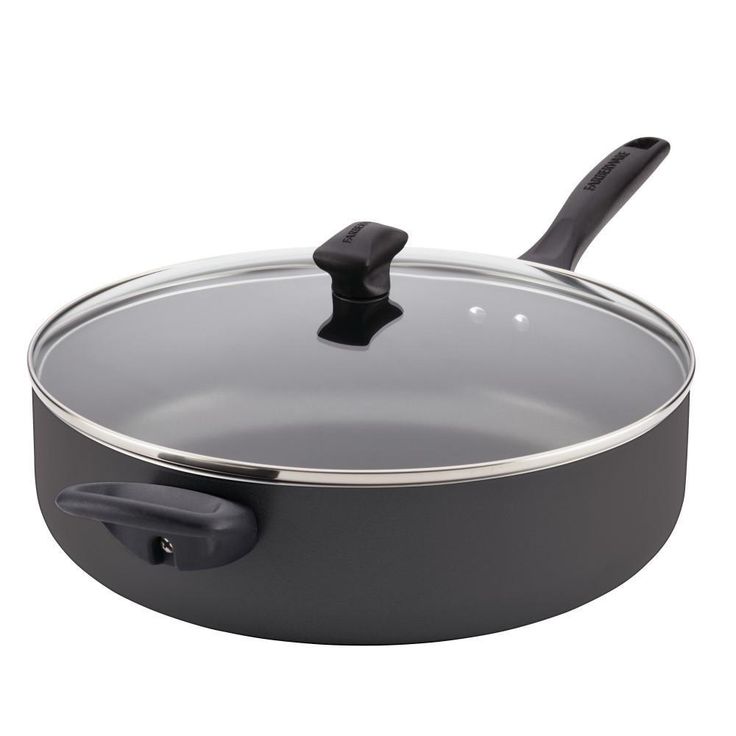 Dishwasher Safe 12 in. Aluminum Nonstick Skillet in Black with Glass Lid