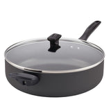 Dishwasher Safe 12 in. Aluminum Nonstick Skillet in Black with Glass Lid