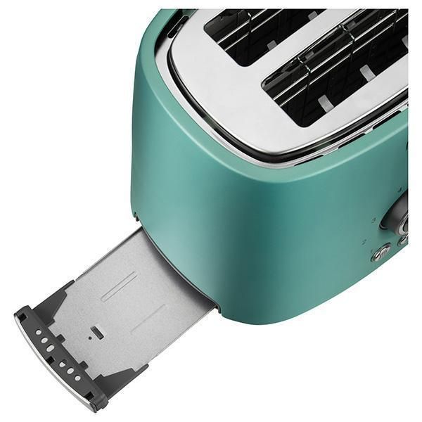 2-Slice Green Long Slot Toaster with Rack