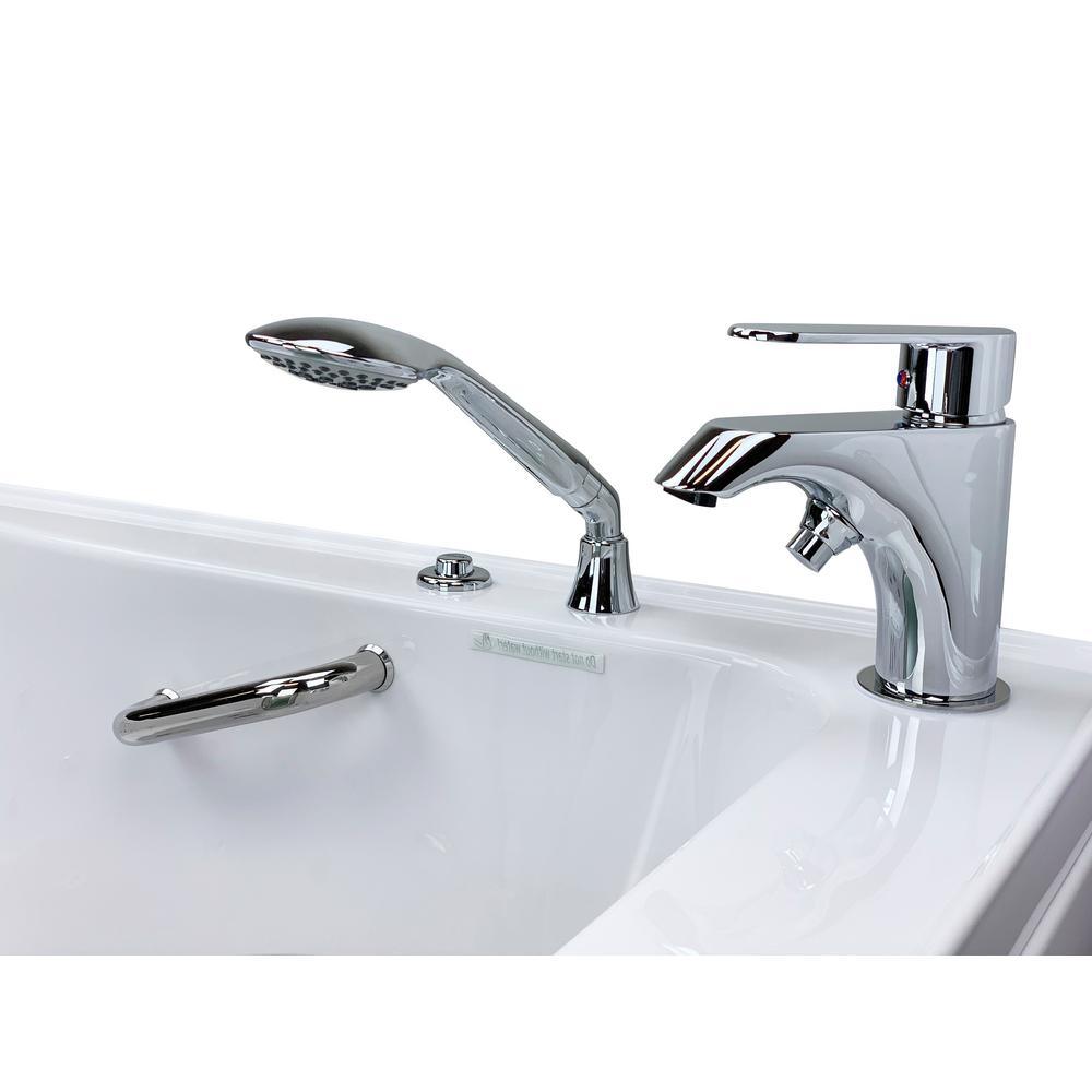 Elite 52 in. Acrylic Walk-In Whirlpool Bathtub in White with Right Door, 2-Piece Fast Fill Faucet and 2 in. Dual Drain - Super Arbor