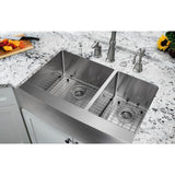Farmhouse Apron Front Undermount 16-Gauge Stainless Steel 33 in. 60/40 Double Bowl Kitchen Sink with Grids and Drains