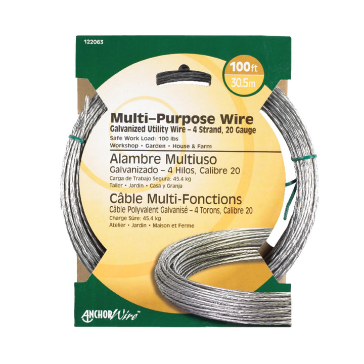 Hillman 100 ft Galvanized Steel Multi-Purpose Utility Wire, 20 Gauge (4-Strand)