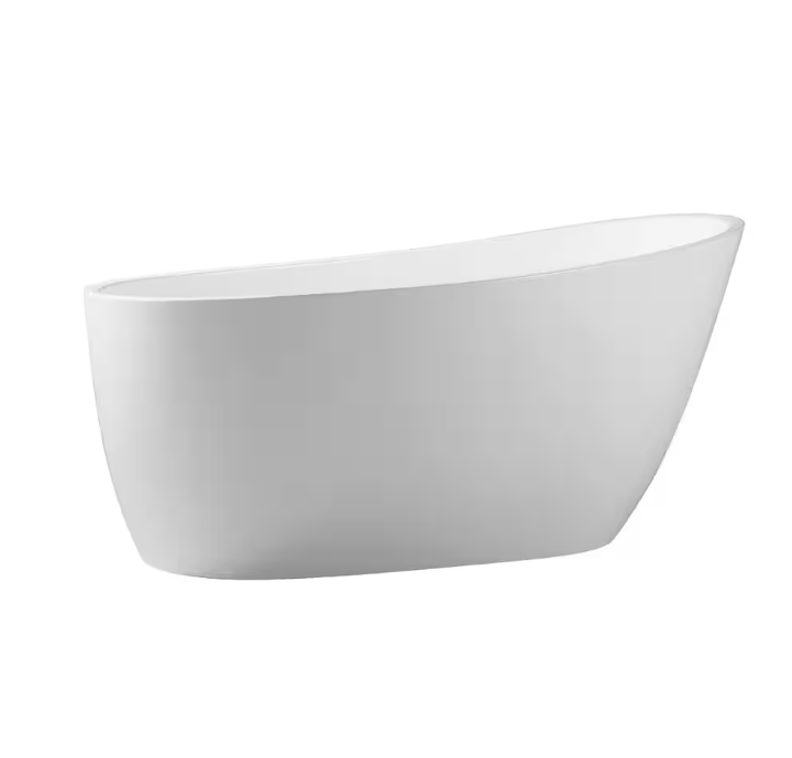 67 in. x 29 in. Acrylic Freestanding Flatbottom Soaking Bathtub in White
