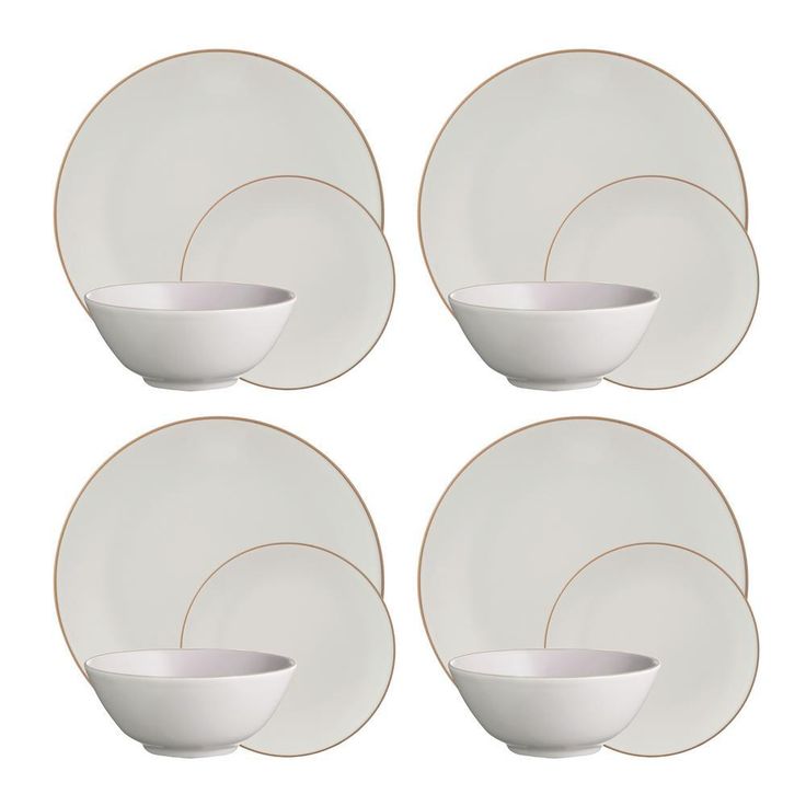 Classic 12-Piece Casual White Stoneware Dinnerware Set (Service for 3)