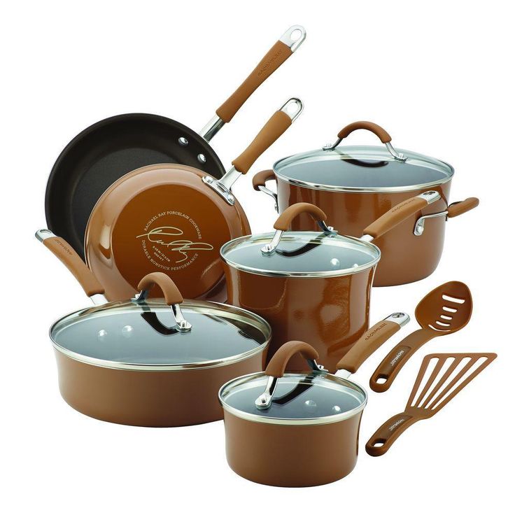 Cucina 12-Piece Aluminum Nonstick Cookware Set in Mushroom Brown