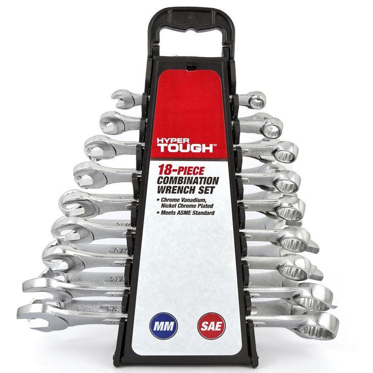 Hyper Tough 18-Piece Combination Wrench Set, Metric & SAE