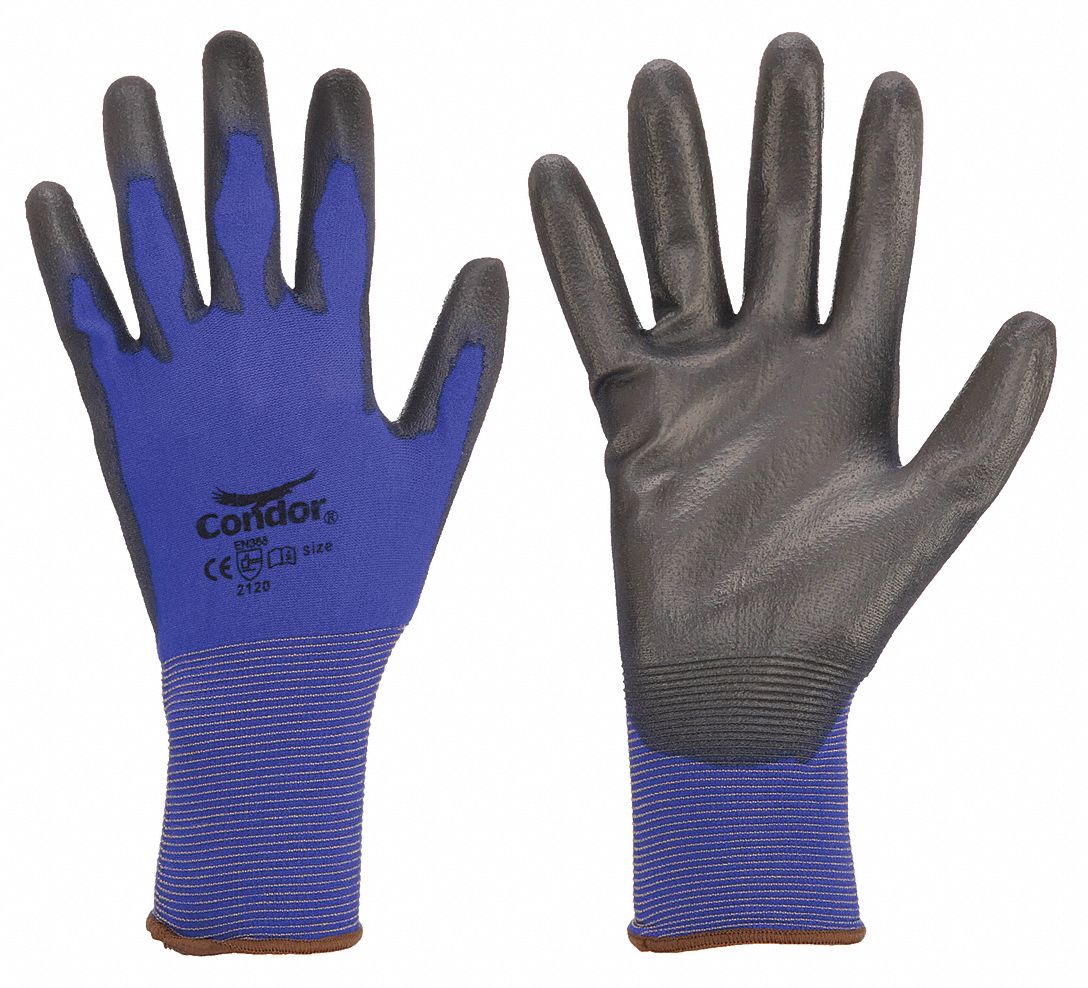 CONDOR Medium Polyurethane Coated Gloves - Abrasion Level 3, Blue