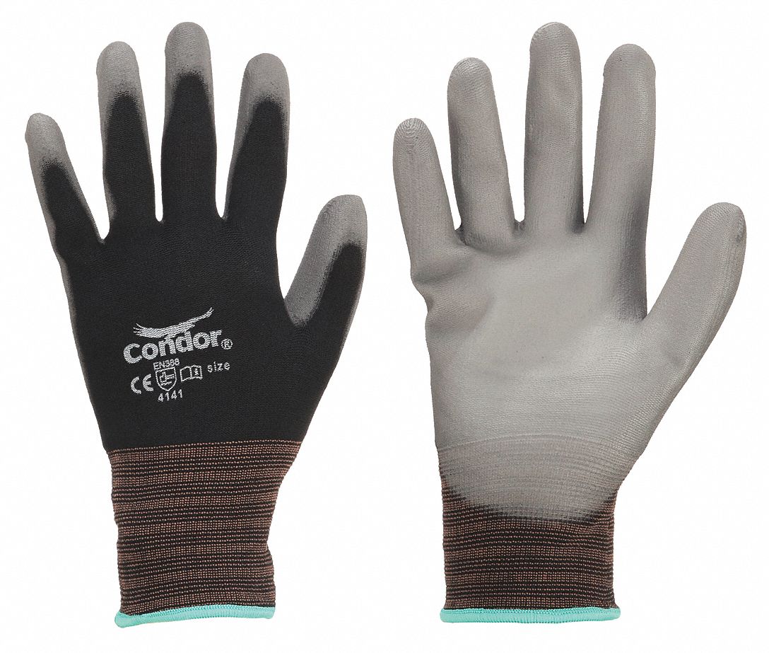 CONDOR Black Smooth Polyurethane Coated Gloves, Size S