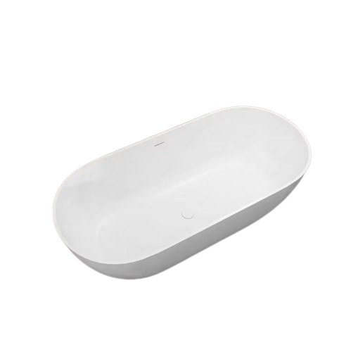 Moray 63 in. x 30 in. Solid Surface Stone Resin Flatbottom Freestanding Double Slipper Soaking Bathtub in Matte White