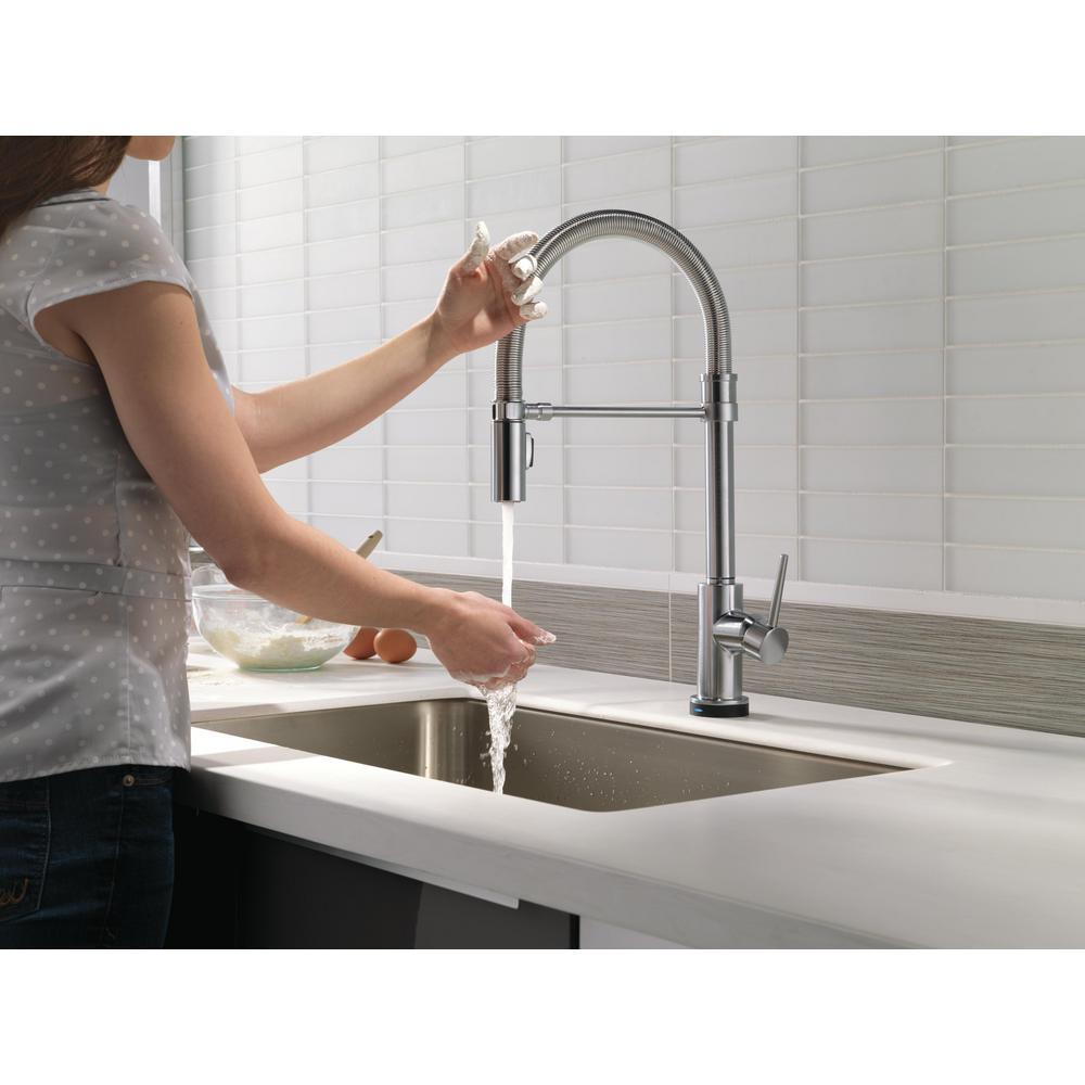 Trinsic Pro Single-Handle Pull-Down Sprayer Kitchen Faucet with Touch2O Technology and Spring Spout in Arctic Stainless - Super Arbor