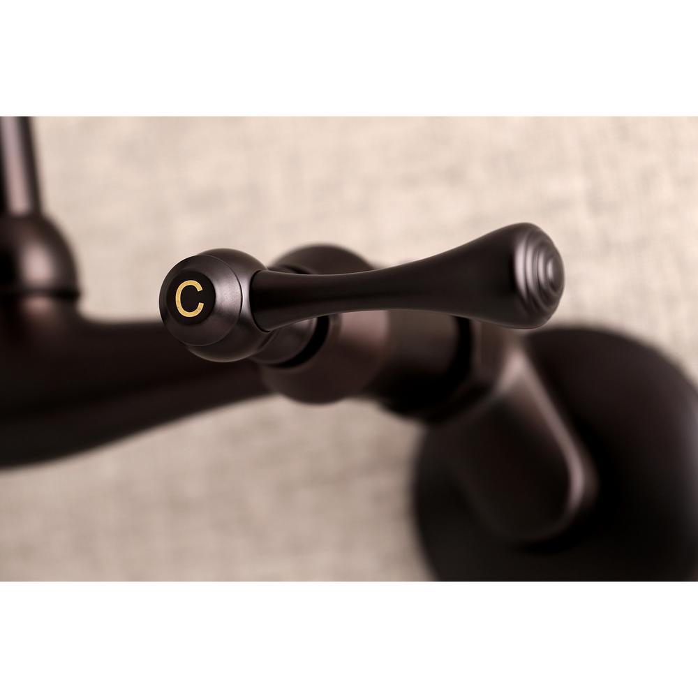 Adjustable Center 2-Handle Wall-Mount Laundry Faucet in Oil Rubbed Bronze - Super Arbor