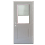 32 in. x 80 in. 1-Panel 1/2 Lite Mini-Blind Primed White Steel Prehung Front Door - Super Arbor