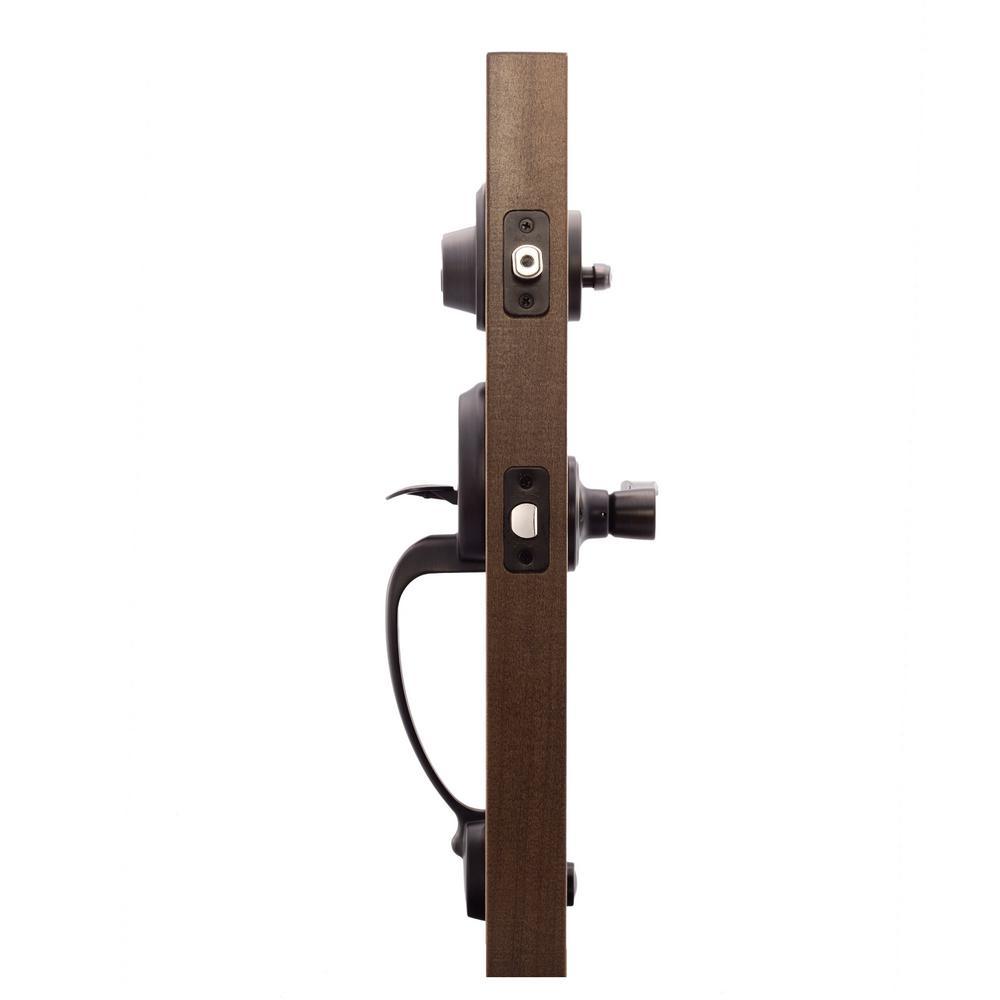 Mid Century Modern Tuscan Bronze Door Handleset with Left Hand Scandinavian Lever Trim - Super Arbor