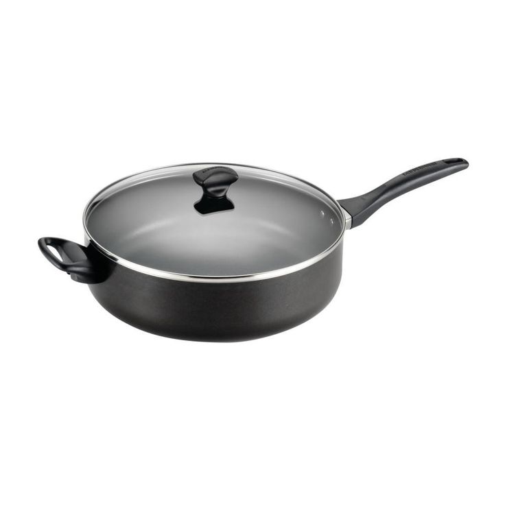 Dishwasher Safe 12 in. Aluminum Nonstick Skillet in Black with Glass Lid