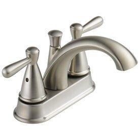 Peerless Bayside Brushed Nickel 2-Handle 4-in Centerset WaterSense Bathroom Sink Faucet with Drain