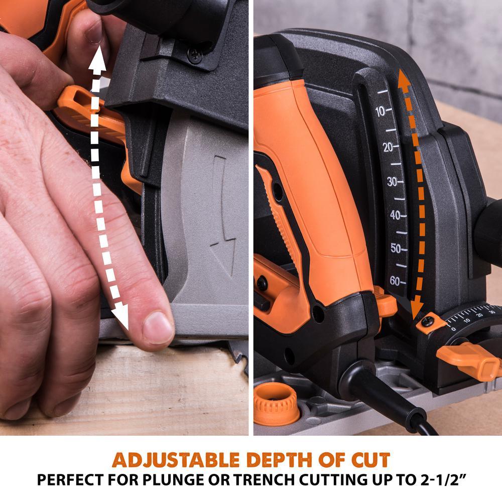 15 Amp 7-1/4 in. Circular Track Saw Kit with 40 in. Track, Electric Brake and Multi-Material Blade - Super Arbor