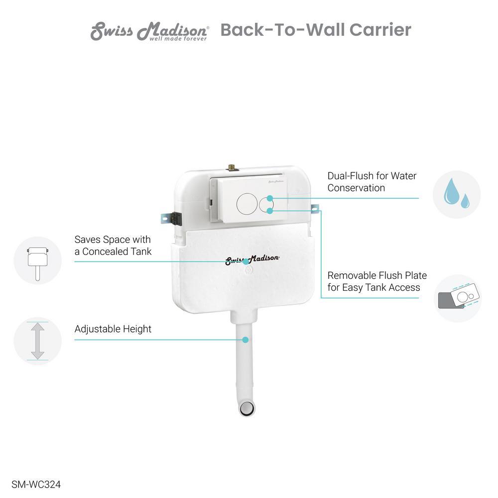 0.8/1.28 GPF 2 ft. x 4 ft. Concealed Dual Flush in Wall Toilet Tank Carrier for Back to Wall Toilet in White