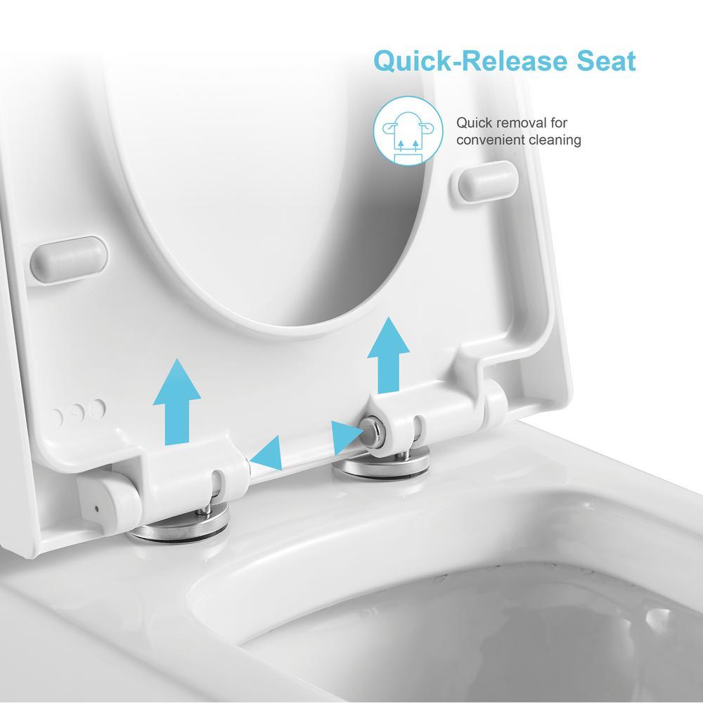 1-Piece Dual Flush 1.2 GPF/0.8 GPF Elongated High Efficiency Skirted Toilet All-in-One Toilet in White Seat Included - Super Arbor