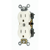 15 Amp Industrial Grade Narrow-Body Duplex Outlet, White - Super Arbor