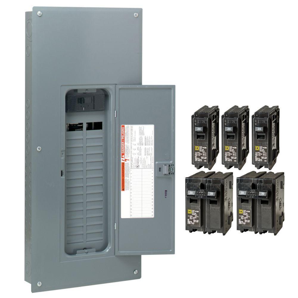 Homeline 200 Amp. 30-Space 60-Circuit Indoor Main Breaker Qwik-Grip Plug-On Neutral Panel, Wiser Energy Monitor - Super Arbor
